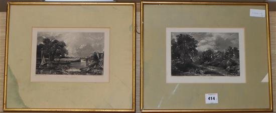 David Lucas after John Constable, two mezzotints, The Glebe Farm and River Stour, Suffolk, 14 x 22cm
